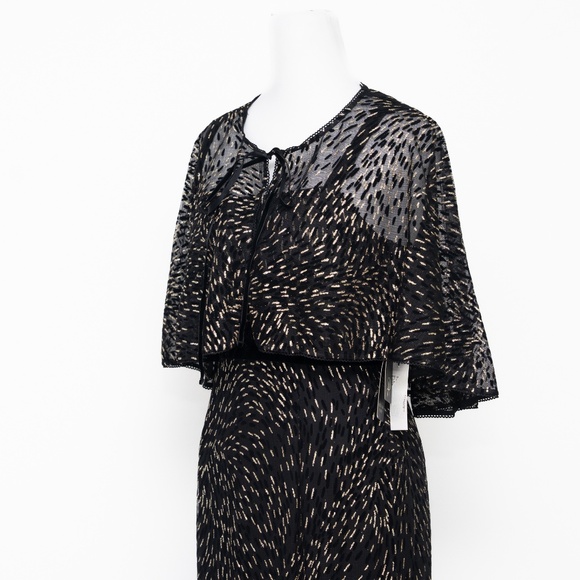 Adrianna Papell - Glitter  Evening Gown & Matching Sheer Cape - Picture 12 of 13